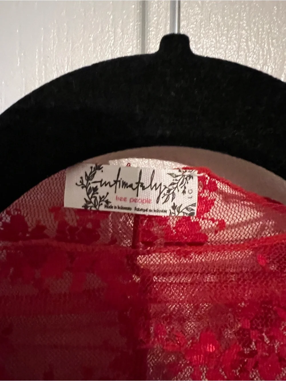Free People Intimately Lady Lux Layering Top In Red NWT Size L - Picture 4 of 4